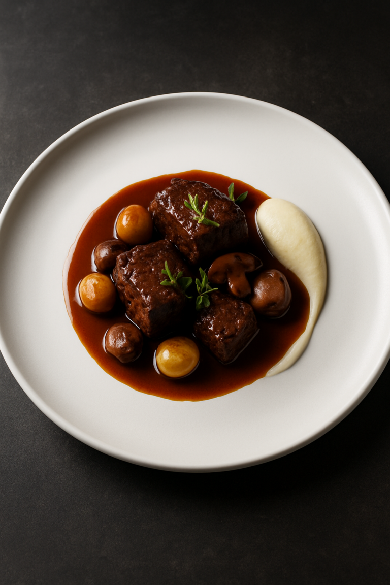 Lire la suite à propos de l’article Le Bœuf Bourguignon : L’Âme Riche et Gourmande de la Cuisine Française