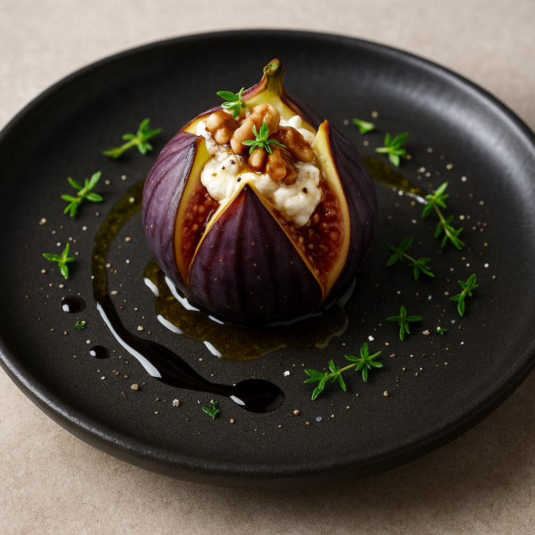 Lire la suite à propos de l’article Figue rôtie au miel de Provence, chèvre frais et noix